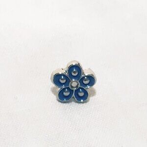 Blue Flower Miniature Lapel Pin 1/4" Silver tone